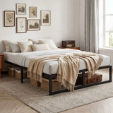 HOMCOM 4ft6 Double Metal Bed Frame with Underbed Storage and 12 Steel Slats – Noise-Free, Black