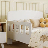 AIYAPLAY Toddler Bed Frame with Safety Side Rails – White Kids Bed for Ages 3-8 Years