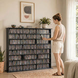 HOMCOM Media Storage Tower for 1032 CDs or 594 DVDs with 18 Adjustable Shelves – Blu-ray Display Shelf, Black