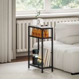 HOMCOM 3-Tier Narrow Side Table with Tempered Glass Shelves – Slim End Table for Small Spaces, Black