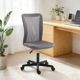 Vinsetto Armless Mesh Office Chair with Adjustable Height and 360° Swivel – Space-Saving Padded Study Chair, Grey