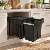 HOMCOM Pull Out Bin with 2 x 20L Removable Compartments – Under Sink Kitchen Waste and Recycling Bin, Black