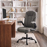 HOMCOM Ergonomic Office Chair with Flip-up Armrests & Pocket Springs – Swivel Rocking Desk Chair, Dark Grey