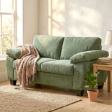 HOMCOM 2 Seater Sofa, 156cm Chenille Loveseat with Pocket Spring Cushions and Wide Padded Armrests, Dark Green