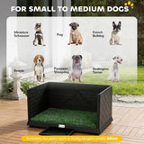 PawHut Dog Toilet Tray with High Walls, Grass Turf & Slide-Out Tray – Indoor Outdoor Potty Training