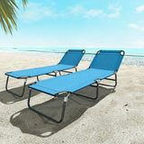 Outsunny Folding Garden Sun Lounger with Five-Position Backrest, Breathable Fabric Seat & Metal Frame, Sky Blue