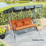 Outsunny 3 Seater Swing Seat and Back Cushion Set with 2 Pillows, Water Repellent, Orange