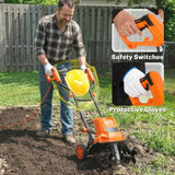 Outsunny 1500W Electric Garden Tiller with Foldable Handle, 40cm Working Width, 20cm Depth, 6 Steel Blades & Adjustable Wheels