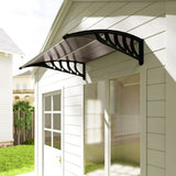Outsunny Front Door Canopy with Polycarbonate Panels and Aluminium Frame, 103 x 96.5cm – Rain Shelter, Brown