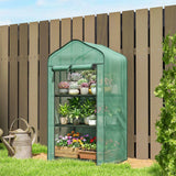 Outsunny Three-Tier Mini Greenhouse with Steel Frame, PE Cover & Roll-Up Door – Portable, Green