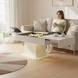 HOMCOM Extendable Coffee Table with LED Lights and Hidden Storage, 108–178.5cm – Living Room Table, High Gloss White