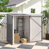Outsunny 3.3 x 3.4ft Lean-To Steel Garden Shed with Lockable Door – Galvanised Tool Storage, Grey