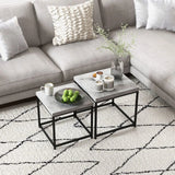 HOMCOM Coffee Table Set of 2 with 3.5cm Thick Tabletop – Square Nest of Tables, Grey