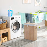 HOMCOM 70L Collapsible Bamboo Laundry Hamper with Lid & Removable Lining – Washing Basket, 40x30x60cm