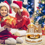 HOMCOM Christmas Gingerbread House with Rotating Train, LEDs & 8 Tunes – Lighted Musical Snow Village