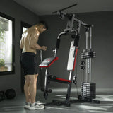 HOMCOM Multi Gym Station with 65 kg Weight Stack, Chest Press, Pulleys & Leg Extension – Home Gym, Black