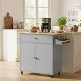 HOMCOM Rolling Kitchen Island with Drop Leaf, Drawer, Spice Rack and Towel Rack – Kitchen Storage Trolley, Grey
