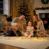 Outsunny Lighted Rattan Reindeer & Sleigh – 3 Piece