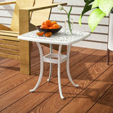 Outsunny Cast Aluminium Garden Side Table with 38mm Parasol Hole and Floral Top, 54cm
