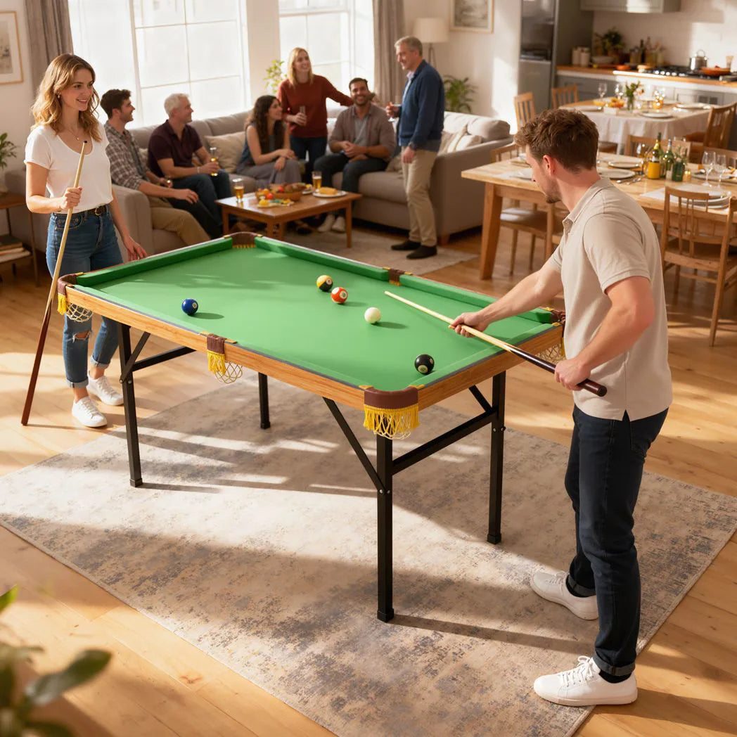SPORTNOW 4ft Folding Pool Table with 2 Cues, 16 Balls, Triangle & Chalk – Mini Billiards Table for Kids & Adults