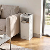 HOMCOM Slim Bedside Table Set of 2 with Charging Station and Adjustable Shelf – Narrow Cabinets, White