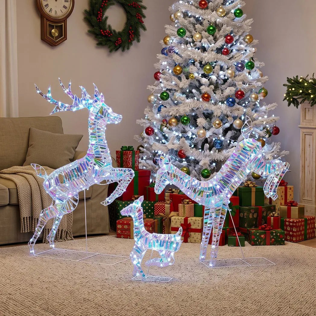 Outsunny Iridescent Lighted Reindeer Family – 3 Piece