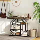 HOMCOM 4-Tier Industrial Console Table with Metal Frame – Entryway Hall Table, Rustic Brown