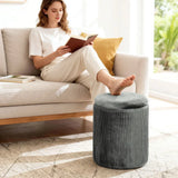 HOMCOM Round Velvet Storage Ottoman with Flip Lid Tray Top, 45 cm Footstool – Living Room, Grey