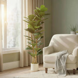 HOMCOM 150cm Artificial Fiddle Leaf Fig Tree with Pot – Realistic Faux Plant for Living Room & Office, Green