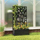 Outsunny Metal Raised Garden Bed with Trellis Privacy Screen, Planter Box for Climbing Plants, 113 x 61 x 23 cm