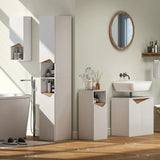 HOMCOM Under Sink Bathroom Cabinet with Soft-Close Doors – U-Shaped Cut-Out for Wall-Mounted Basins, White