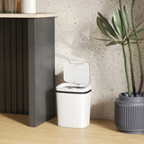 HOMCOM 15L Automatic Sensor Bin with Touchless and Manual Modes – Battery Operated Kitchen Bin, White