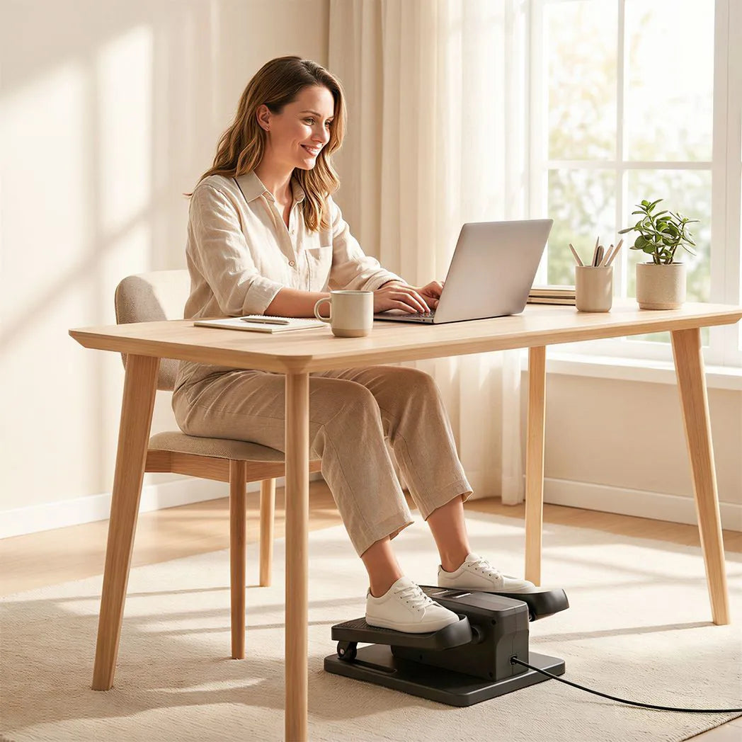 SPORTNOW Under Desk Elliptical Machine with 12 Speeds, Remote Control & LED Monitor – Home & Office Pedal Exerciser