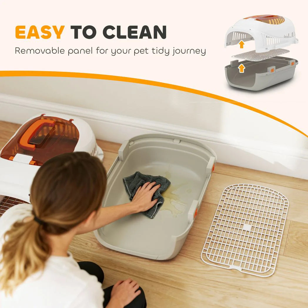 PawHut Hard Shell Pet Carrier for Cats and Small Dogs up to 4kg – Steel Door, Secure Lock, Feed Bowl