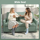 HOMCOM 2 Seater Sofa Bed with Three-Position Back & 2 Pillows – Pull-Out Guest Bed, Green Linen-Look