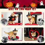 PawHut Gothic Halloween Cat Tree – 83cm Cat Tower with Sisal Scratching Posts, Condo, Coffin Platform, Bed and Spider Toy