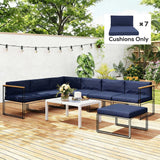 Outsunny 14 Piece Garden Dining Set Cushions, 7 Seat and 7 Back Pads, Dark Blue