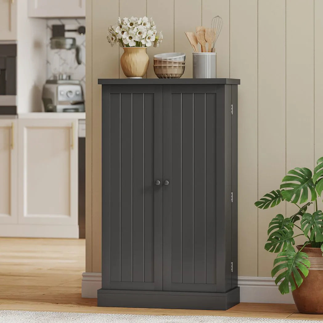 HOMCOM Freestanding Kitchen Pantry Cabinet with Door Racks and Adjustable Shelves, Black