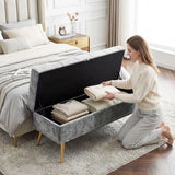 HOMCOM Chenille Storage Ottoman Bench with Padded Seat and Metal Legs, 114 x 41 x 45cm – End of Bed Seat, Grey