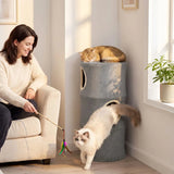 PawHut Four-Tier Cat Tree Tower with Connected Cubby and Removable Plush Cover – Space-Saving Cat Condo