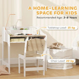 AIYAPLAY Kids Desk and Chair Set with Storage Shelves – Children's Study Table for Ages 3-8, Natural