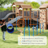 PawHut 8-Piece Dog Agility Training Set with Tunnel, Weave Poles, Adjustable Hurdles and Jump Ring