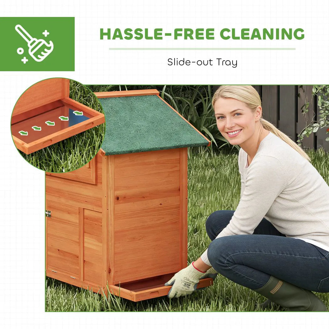 PawHut Wooden Chicken Coop with Nesting Box, Pull-Out Tray, Sliding Window and Waterproof Roof – Hen House