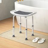 HOMCOM Height Adjustable Shower Chair with Aluminium Frame, Non-Slip Feet and Padded EVA Seat, Grey