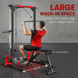SPORTNOW Cable Crossover Machine with Pull Up Bar, Lat Pull Down & Squat Rack – Multi-Function Power Rack