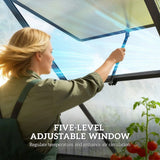Outsunny 6 x 5.5ft Polycarbonate Greenhouse with Push Door, Roof Vent & Rain Gutter – Walk-In Garden Greenhouse, Black