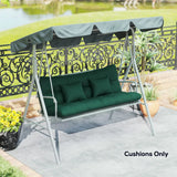 Outsunny 3-Seater Swing Chair Cushion Set – Seat and Back Cushions with 2 Pillows, Water-Repellent, Green