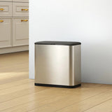 HOMCOM 8L Hanging Kitchen Bin with Lid – Stainless Steel Rubbish Bin with Removable Bucket for Under Sink