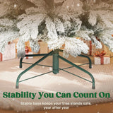 HOMCOM 7ft Flocked Artificial Christmas Tree with 972 Branches – Slim Snowy Tree, Flame-Retardant