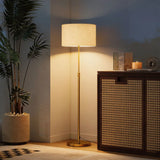 HOMCOM Floor Lamp with Remote, Height Adjustable Standing Lamp with Linen Shade